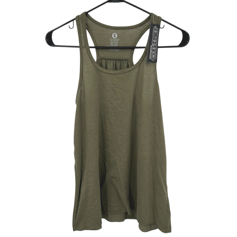 Racerback Flowy Workout Tank Top S‎ Olive Athleisure Minimal ZERO MMA Gear